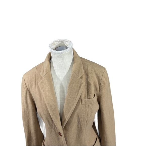 Kirkland Hall Union Made USA Women Camel Color 2 Button 100% Wool Blazer Sz 12 - Picture 3 of 14